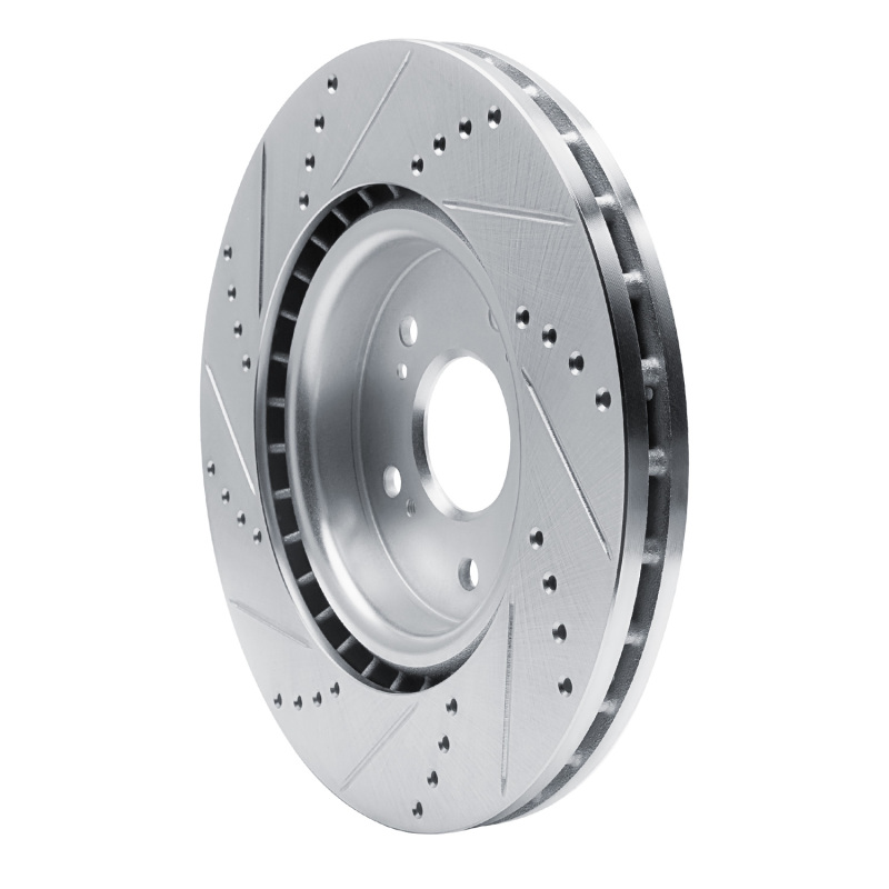 Acura RDX Brake Rotor (1) - Front Right - R1 Concepts - Drilled & Slotted - Silver - `19-`25